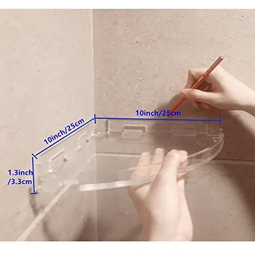 JiePai Acrylic Corner Shower Caddy Shelf with Hooks 4 Pack | Space-Saving Bathroom Organizer thumbnail 8