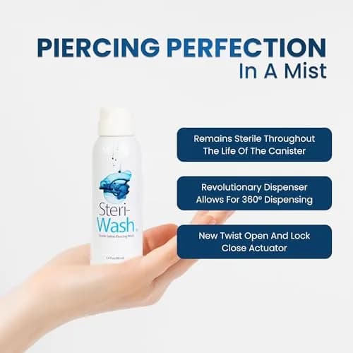 Steri-Wash Aftercare Piercing Spray 177ml (6 Fl Oz) | Gentle Saline Solution for Piercing Healing thumbnail 4