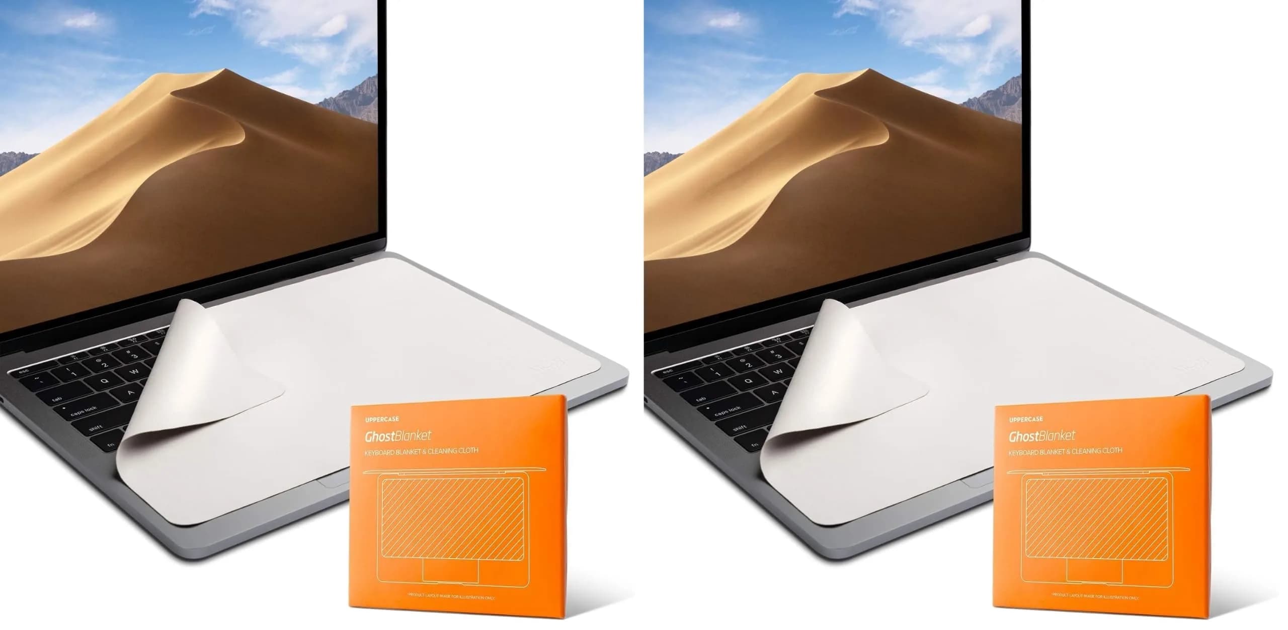 UPPERCASE GhostBlanket Screen Keyboard Imprint Protection Microfiber Liner and Cleaning Cloth 15" (Pack of 2) | Protects Screens from Keyboard Marks - main product image