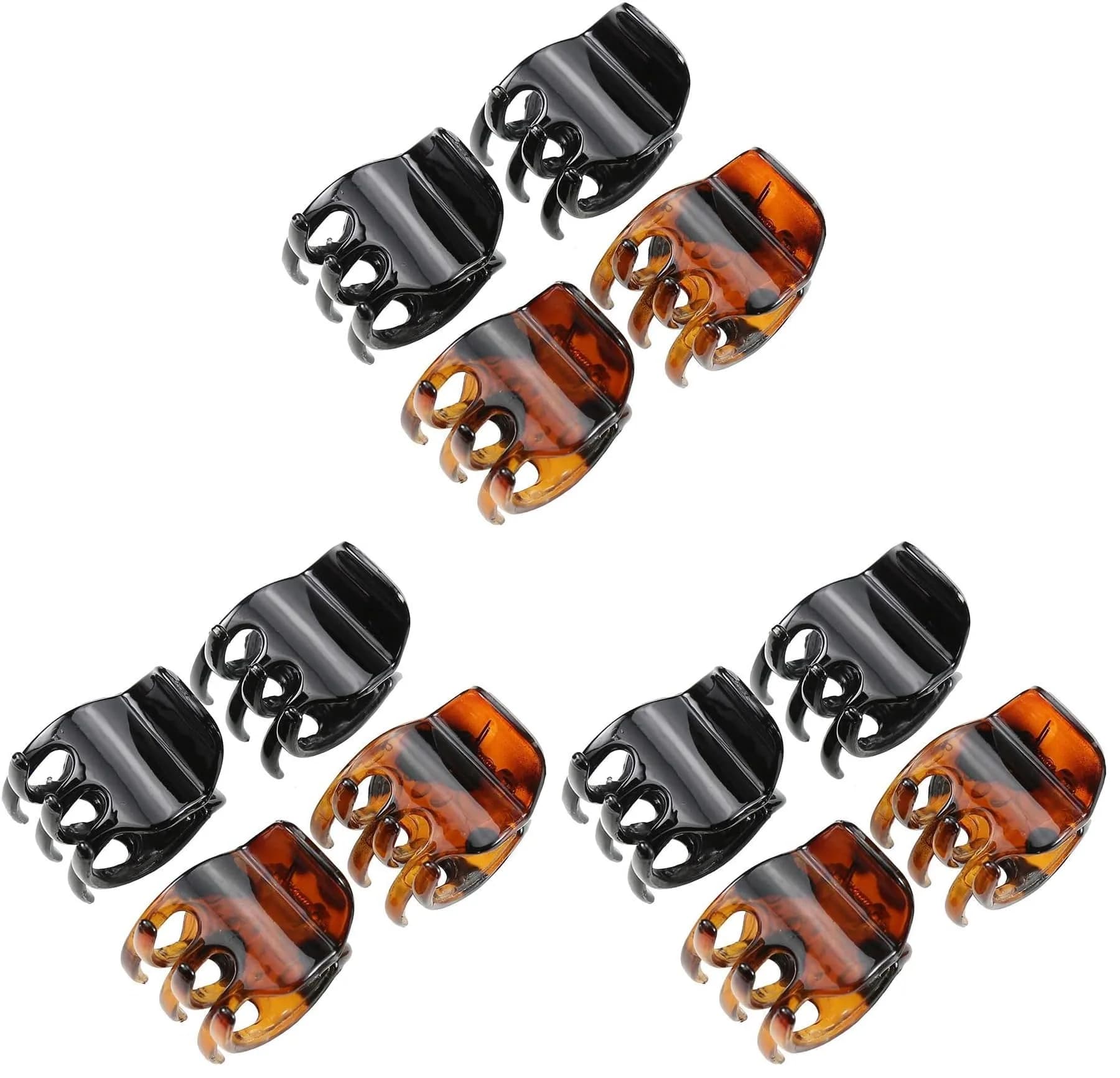 minihope Medium Claw Clips for Women - 12 Pack Hair Jaw Clips, 1.37 Inch Nonslip Hair Accessories for Easy Updo, Makeup & Face Washing, Black and Brown Plastic Hair Claws for All Hair Types — Black/Tortoise