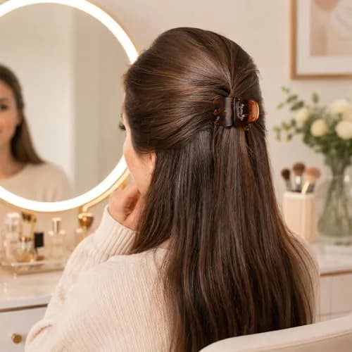 minihope Medium Claw Clips for Women - 12 Pack Hair Jaw Clips, 1.37 Inch Nonslip Hair Accessories for Easy Updo, Makeup & Face Washing, Black and Brown Plastic Hair Claws for All Hair Types thumbnail 6