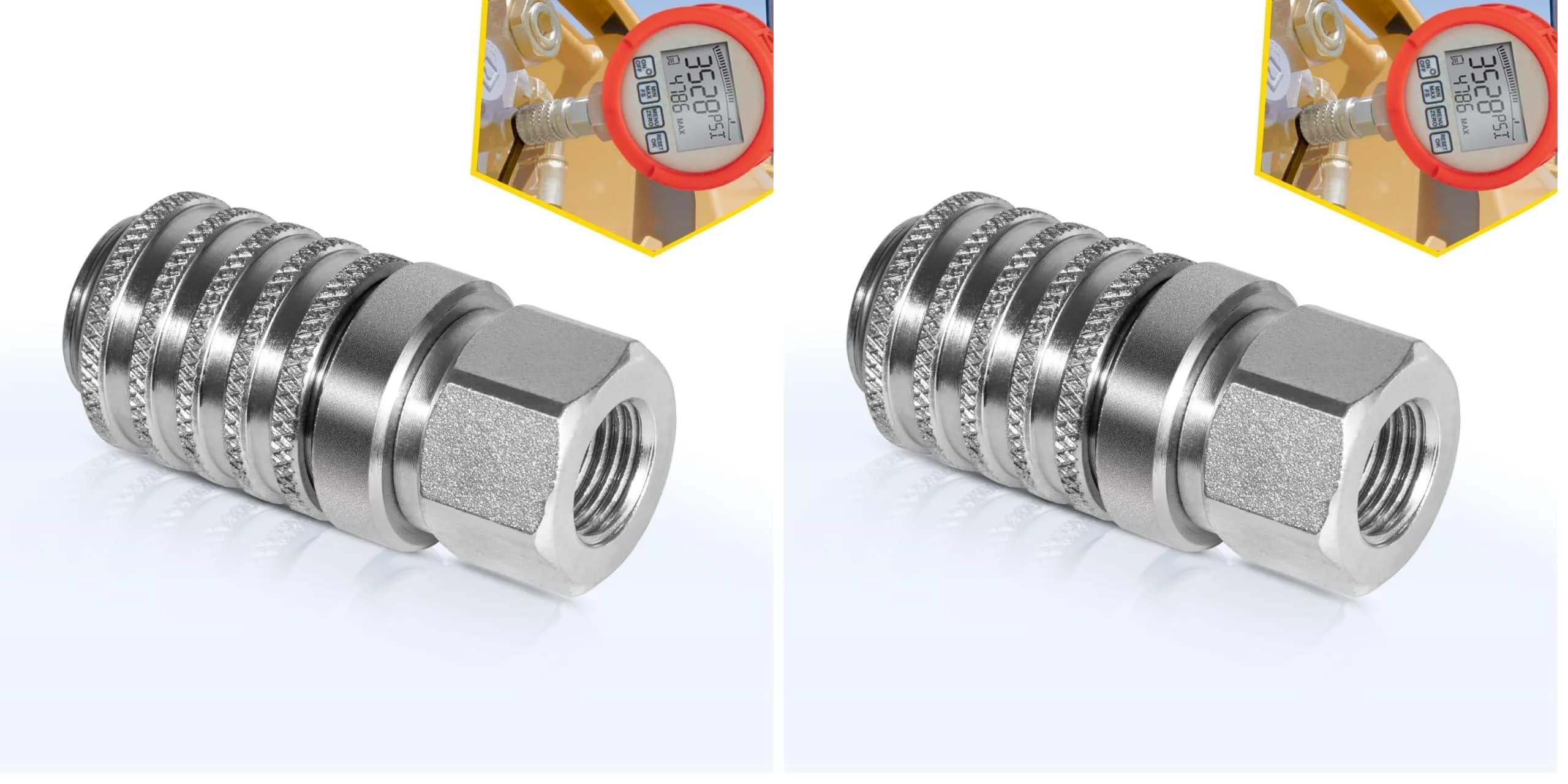 Yoursme PD242 Series Steel Test Port Quick Coupler 1/8" Body, 1/4"-18 NPTF Thread, 2.12" Length, 6000 PSI, Pack of 2 | Hydraulic Pneumatic Diagnostic Equipment - main product image