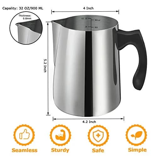 BBAXI 32oz (900ml) Stainless Steel Candle Making Pouring Pot with Heat-Resistant Handle & Dripless Spout — Pack of 2 | Ideal for DIY Candle Making thumbnail 2