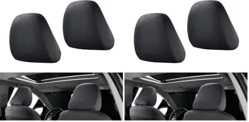 Crynod Black Knitted Stretch Headrest Covers (2 PCS, 23cm x 27cm) | Universal Fit for Cars & SUVs thumbnail 1