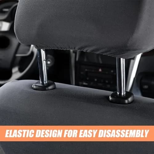 Crynod Black Knitted Stretch Headrest Covers (2 PCS, 23cm x 27cm) | Universal Fit for Cars & SUVs thumbnail 3