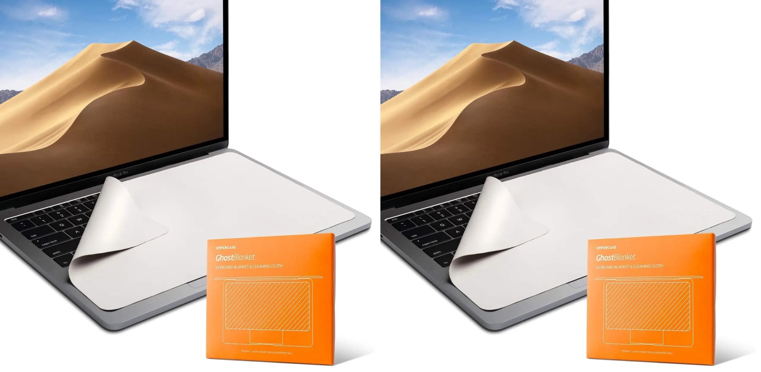 UPPERCASE GhostBlanket Screen Keyboard Imprint Protection Microfiber Liner and Cleaning Cloth 13"/14"/15" MacBook Pro/Air/Neo (Pack of 2) - main product image