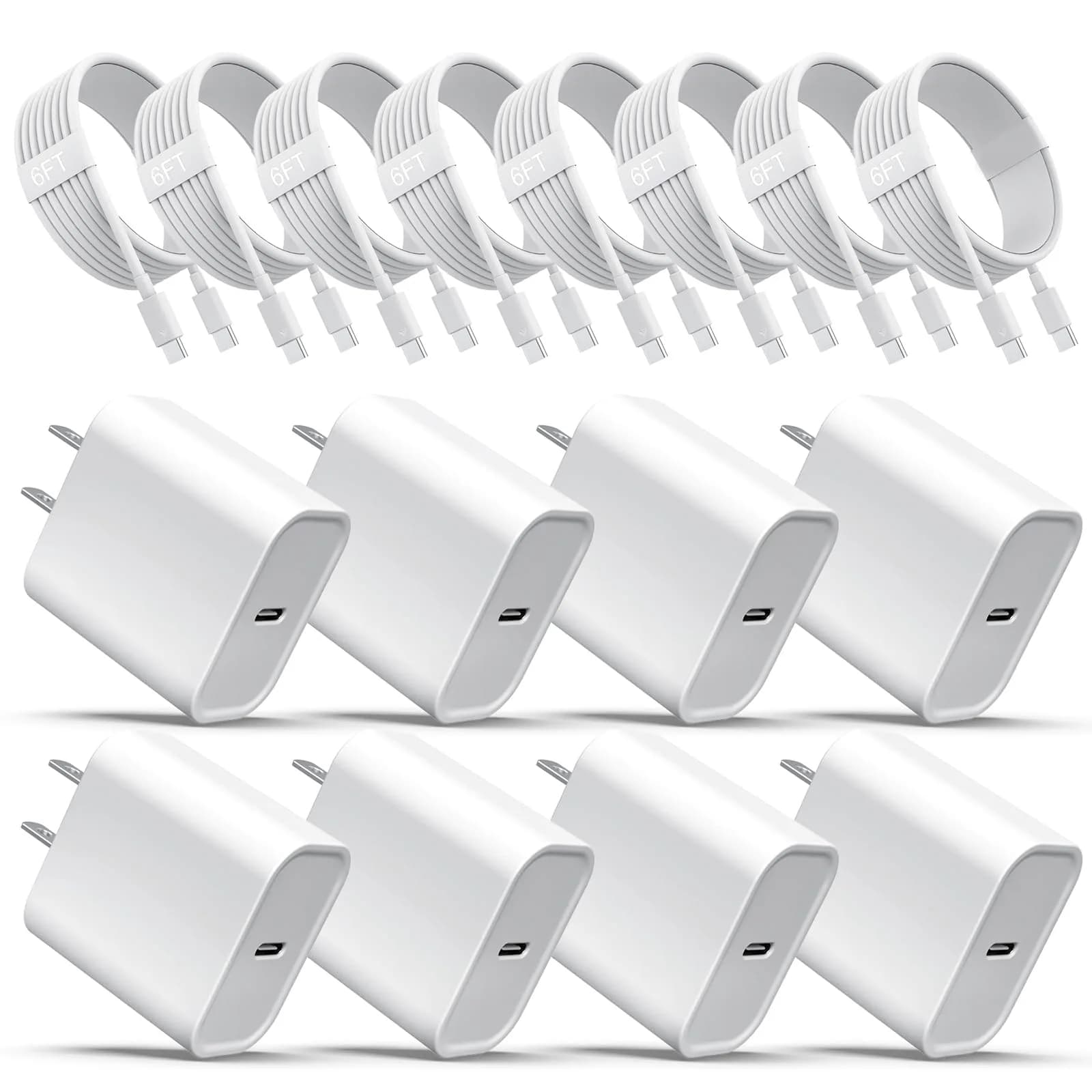 ILOUYU iPhone 18 17 16 Charger, USB C Fast Wall Charging with Cable | 8-Pack 6ft