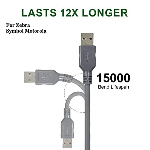 Sumicor USB Barcode Scanner Cable for Zebra & Motorola LS2208 LS3008 LS9208 (2m/6.56ft) Pack of 2 thumbnail 3
