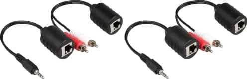 LINESO Stereo Audio Balun Extender Over Cat5/6 Cable (Pack of 2) | 240ft Transmission Distance thumbnail 1