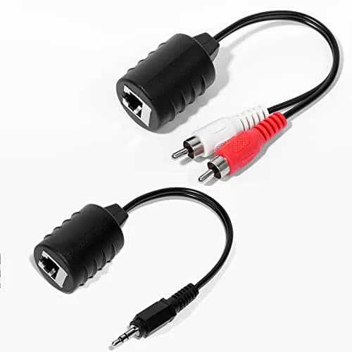 LINESO Stereo Audio Balun Extender Over Cat5/6 Cable (Pack of 2) | 240ft Transmission Distance thumbnail 2