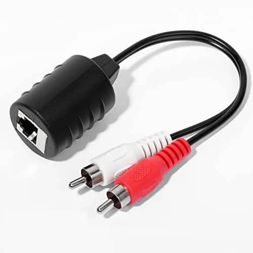LINESO Stereo Audio Balun Extender Over Cat5/6 Cable (Pack of 2) | 240ft Transmission Distance thumbnail 3