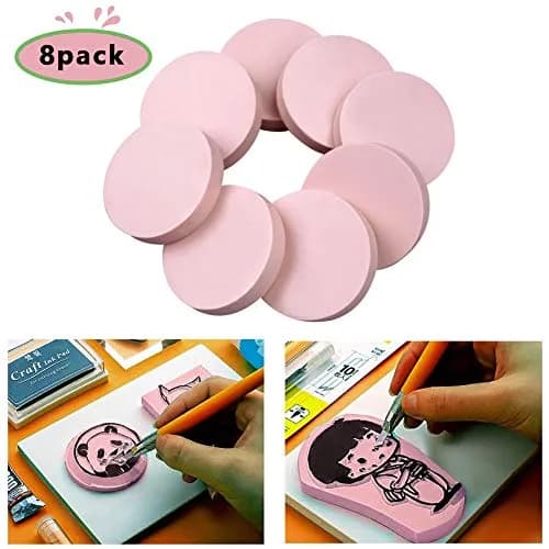 XoreArt Pink Rubber Carving Blocks 2"x2" x 0.39" (16 Blocks Total) | Soft & Easy to Carve for Stamps thumbnail 2