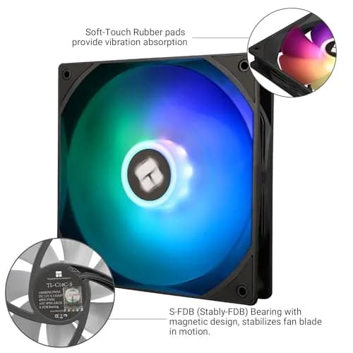 Thermalright TL-C14C-S 140mm PWM Case Fan 2-Pack | 1500RPM Quiet Cooling thumbnail 4