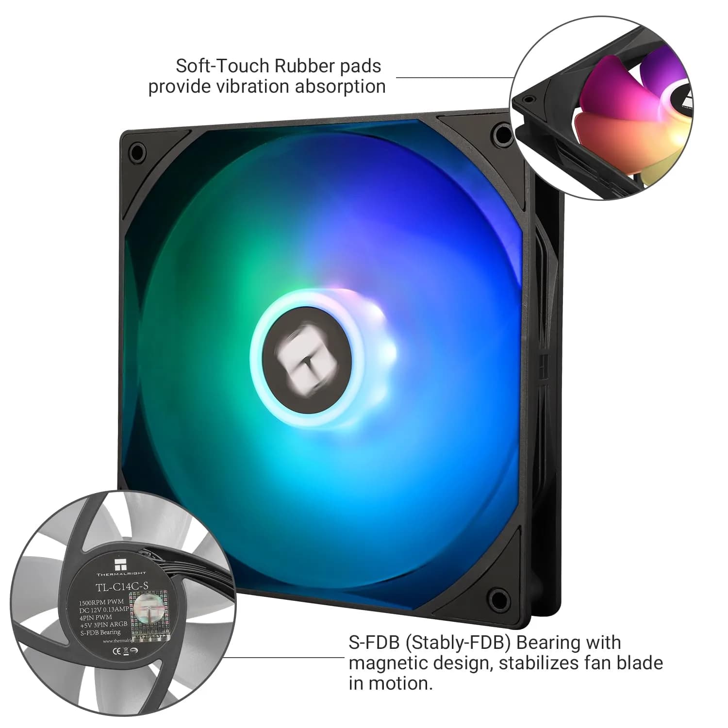 Thermalright TL-C14C-S 140mm PWM Case Fan 2-Pack | 1500RPM Quiet Cooling - view 4