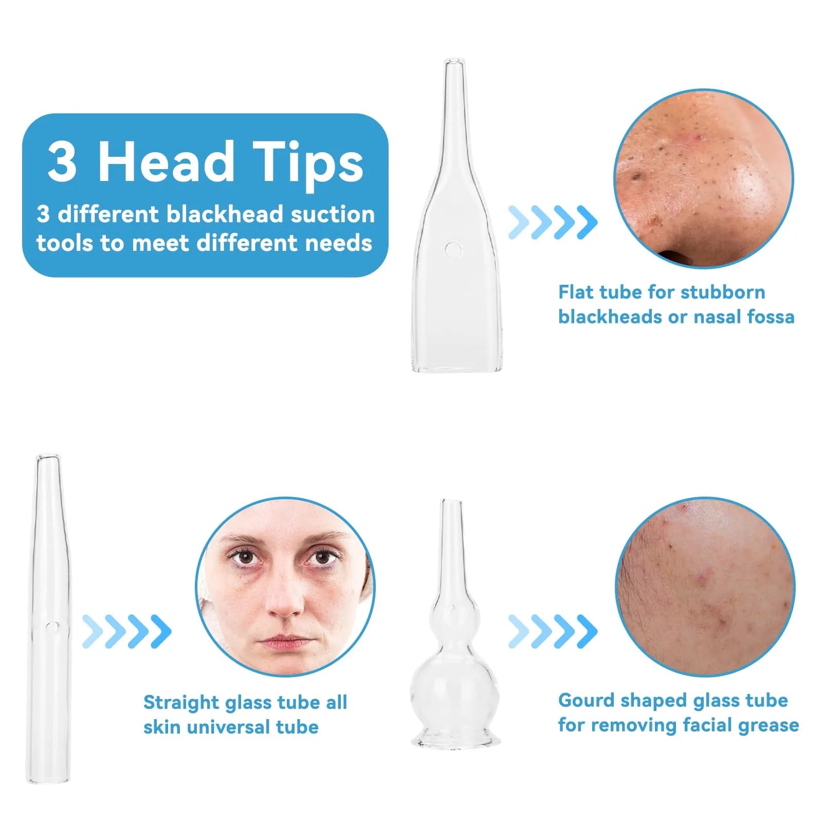 Agatige Blackhead Removal Glass Tube Kit (Pack of 3) | Vacuum Suction Pore Cleaner Accessories - view 6