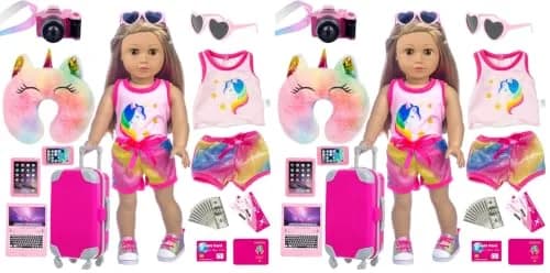 XFEYUE 18 Inch Doll Travel Gear Play Set with 23 Pcs Accessories (Pack of 2) | Non-Toxic Plastic thumbnail 1