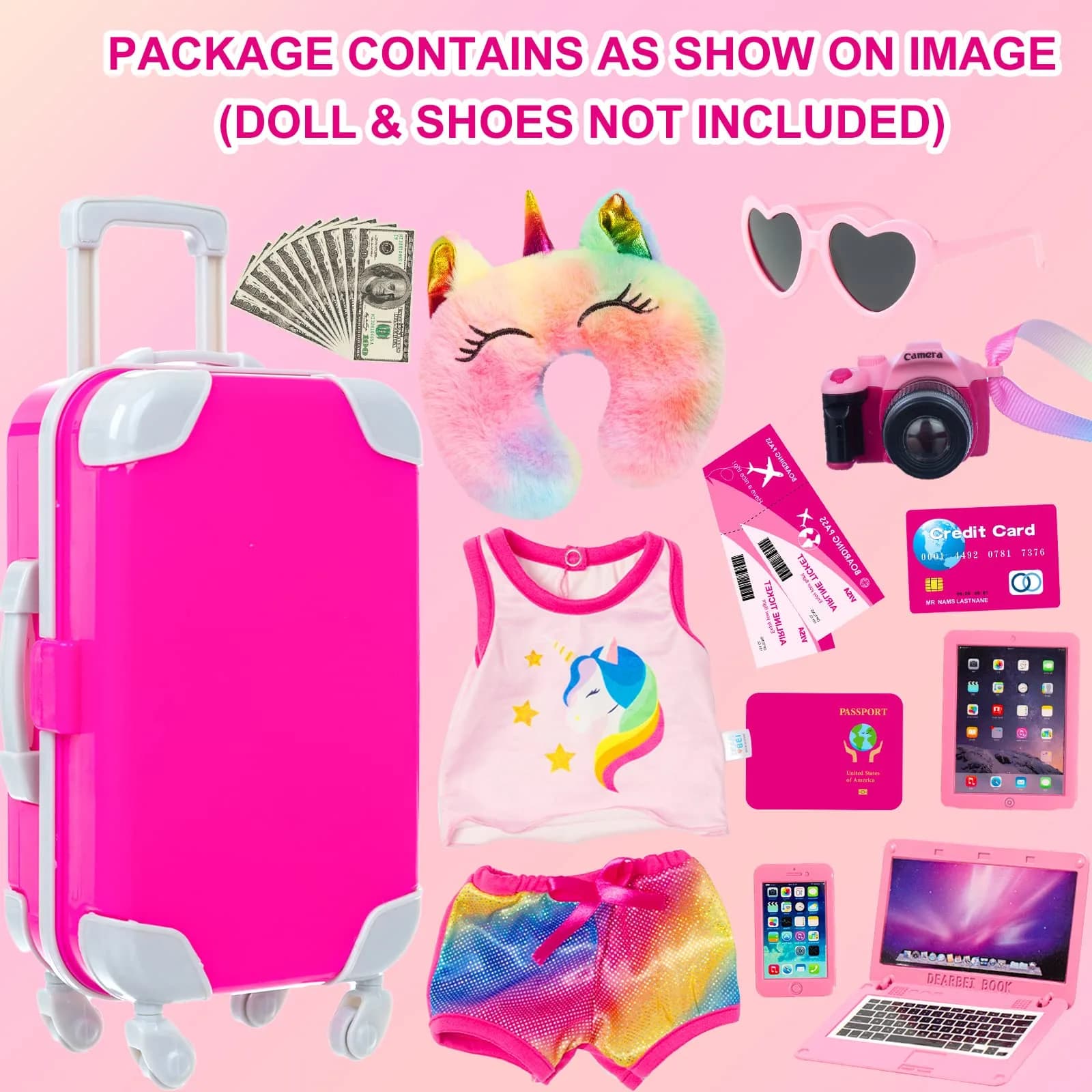 XFEYUE 18 Inch Doll Travel Gear Play Set with 23 Pcs Accessories (Pack of 2) | Non-Toxic Plastic - view 2