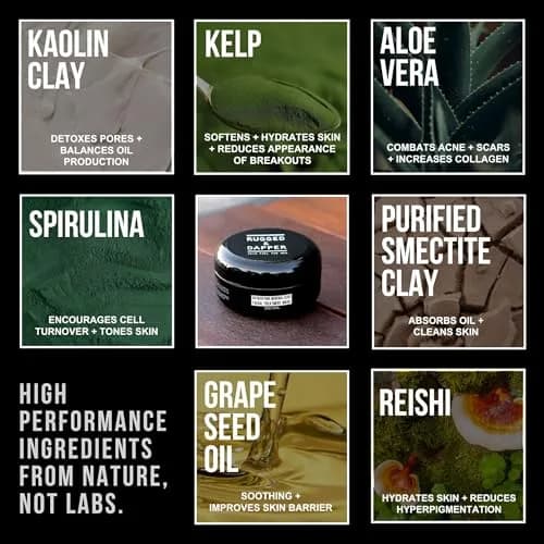 RUGGED & DAPPER Deep Pore Cleansing Face Mask for Men with Kaolin Clay 5.5 Oz | Detox & Clear Skin thumbnail 7