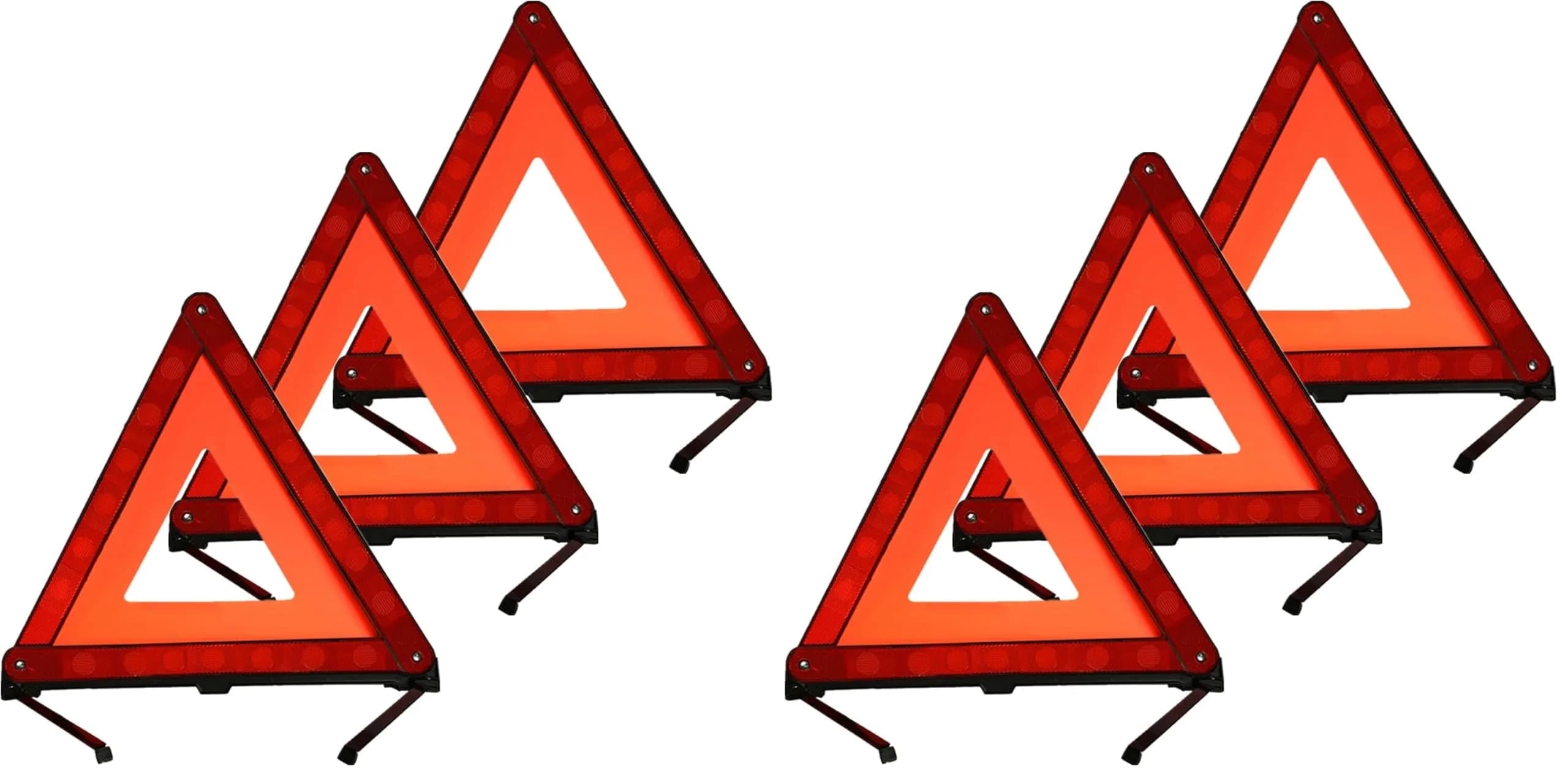 KAFEEK Reflective Warning Triangles for Vehicles, 6-Pack | Emergency Roadside Safety Kits — 6-Pack
