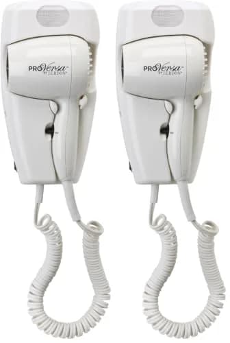 JERDON Wall-Mount Hair Dryer – White - Direct Wire Only - Hotel Style Wall Mounted Hair Dryer – Model JWM8CD (Pack of 2) | 1600W, Wall Mount, Hotel Style thumbnail 1