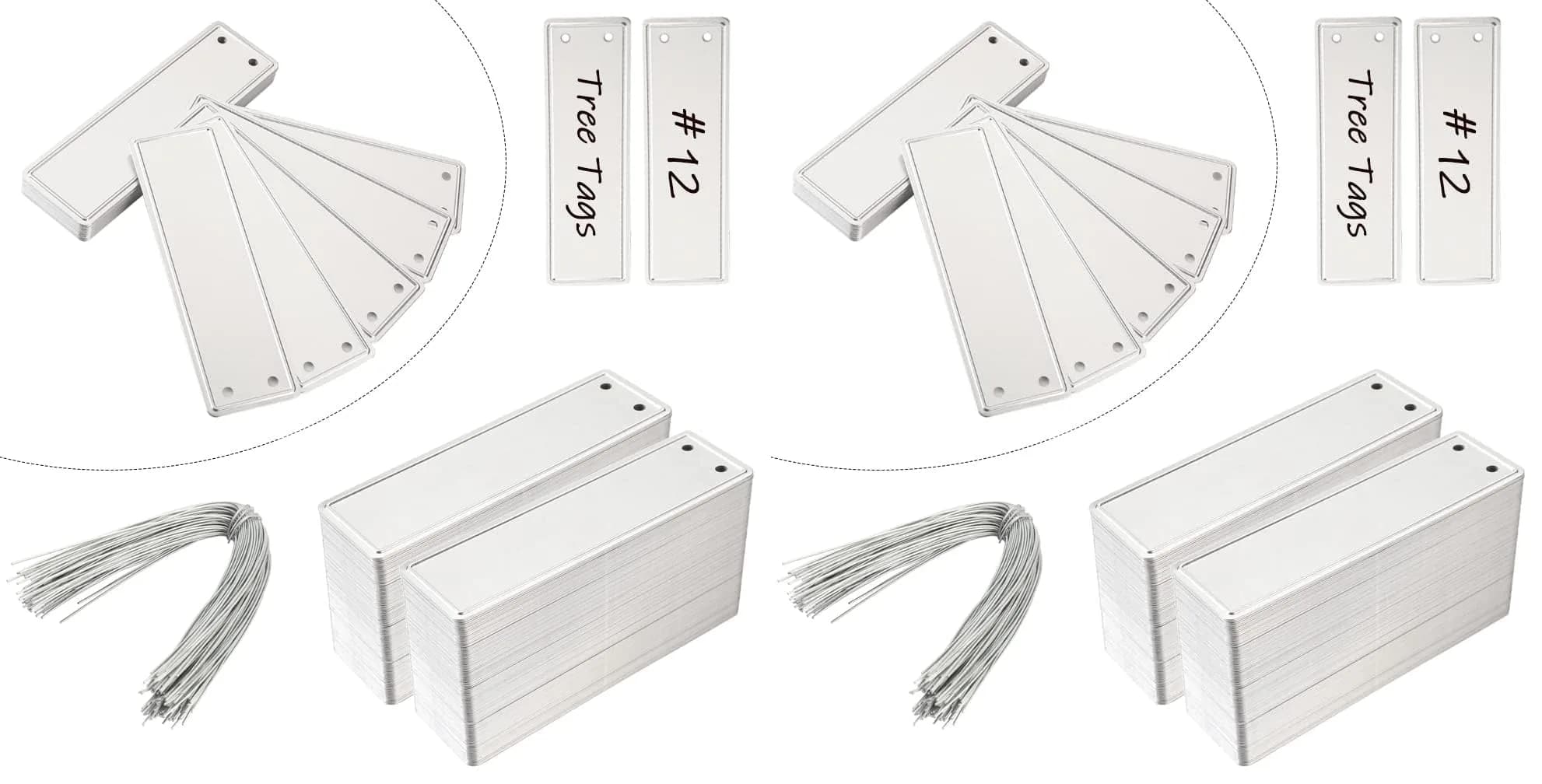 TINSKY Aluminum Plant Labels - 200PCS Metal Tags with Wires for Plant Markers, Tree Tags, Outdoor Identification, Greenhouse (Pack of 2) | Waterproof & Durable — Silver