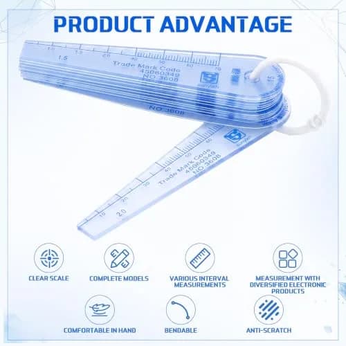 Trandraft Plastic Feeler Gauge Set 0.05mm-2.0mm Metric 20 Leaves | Precision Measuring Tool for Gaps and Slots thumbnail 2