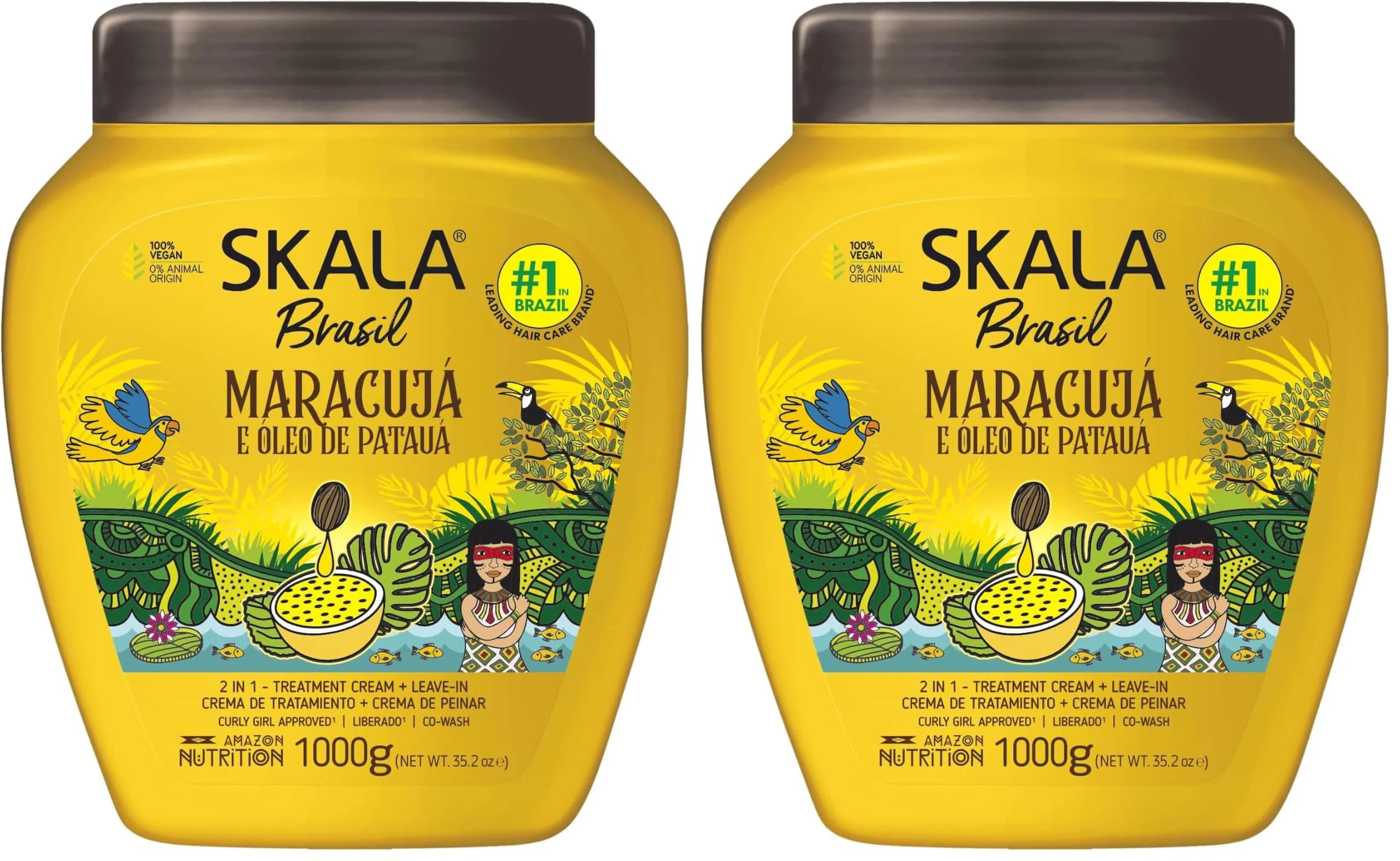 SKALA Maracujá & Óleo de Patauá 2 in 1 Treatment Cream & Leave In Conditioner 2000 ml (70.54 Fl Oz) | Vegan Hair Mask for Strength & Nutrition