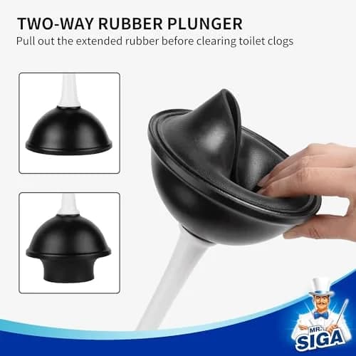 MR.SIGA Toilet Plunger and Bowl Brush Combo for Bathroom Cleaning, White (Pack of 12) | Heavy Duty Plunger & Deep Cleaning Brush thumbnail 3