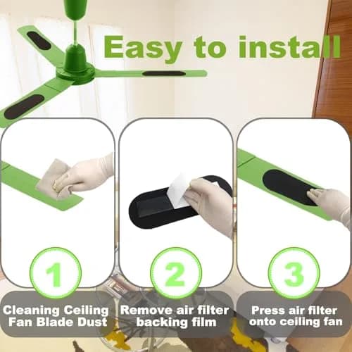 Cizenal 20-Pack Activated Charcoal Ceiling Fan Filters | 25cm x 9cm (9.8" x 3.5") thumbnail 5