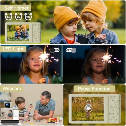 SMARTKLIK Digital Camera for Teens, 4K 44MP FHD 16x Zoom Point Shoot Camera with 64GB Card | 220V Compatible thumbnail 8