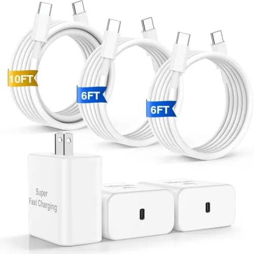 Fikeloy 45W Fast Charger for iPhone 17 Pro Max | Super Fast USB C with 6+6+10FT Cables thumbnail 1