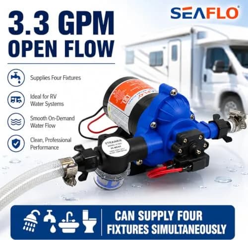 SEAFLO Water Pressure Pump 12V | 3 GPM | 45 PSI | Blue Housing | Versatile Marine & RV Pump thumbnail 5