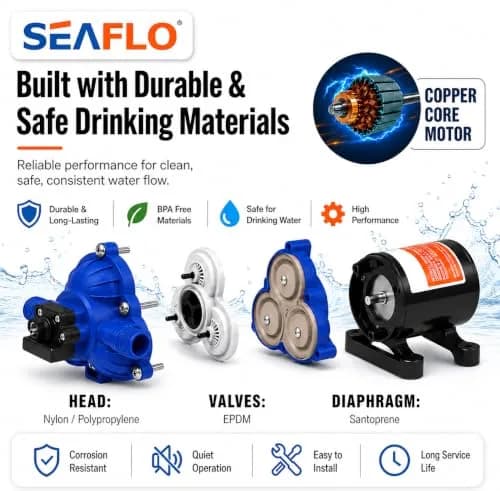 SEAFLO Water Pressure Pump 12V | 3 GPM | 45 PSI | Blue Housing | Versatile Marine & RV Pump thumbnail 7