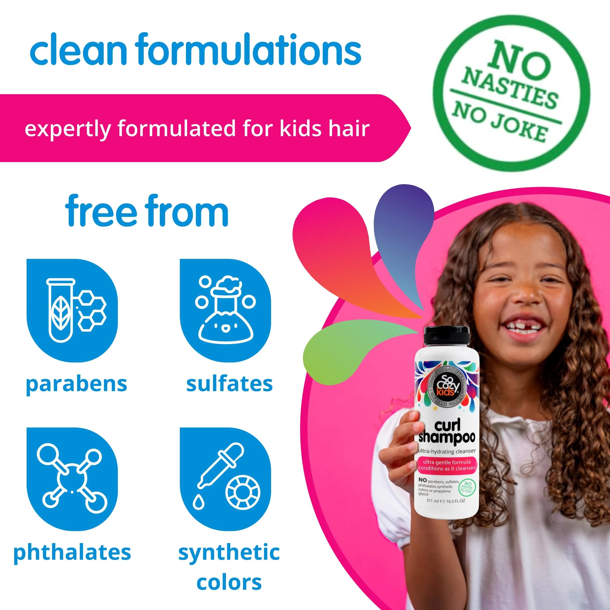 SO COZY Curl Shampoo for Kids Hair | Ultra-Hydrating Cleanser 311ml (10.5 Fl Oz) | Keratin, Plum Seed Oil, Olive Oil - view 5