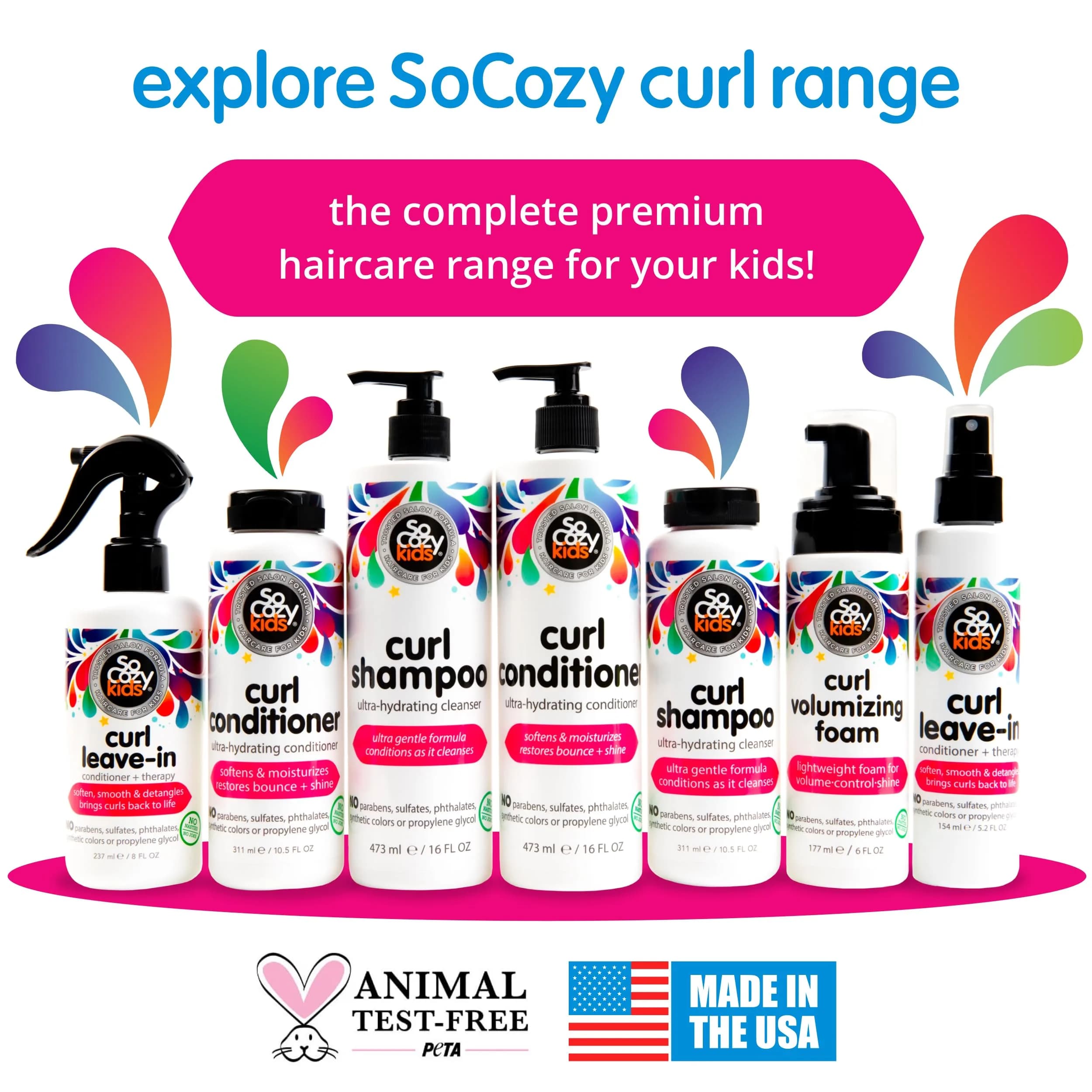 SO COZY Curl Shampoo for Kids Hair | Ultra-Hydrating Cleanser 311ml (10.5 Fl Oz) | Keratin, Plum Seed Oil, Olive Oil - view 6
