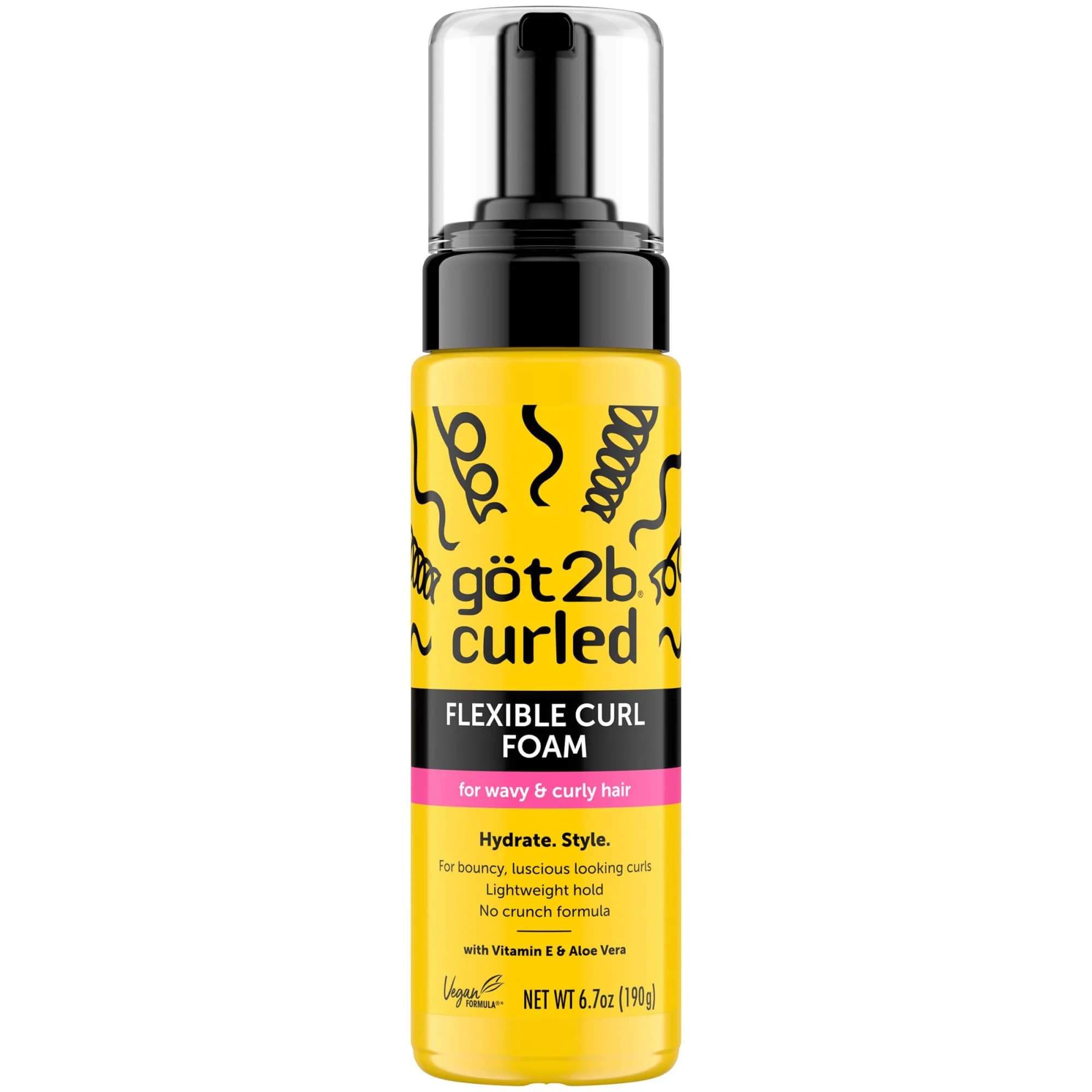 Got2B Curled Flexible Curl Foam Mousse for Wavy & Curly Hair, 1212 ml (40.2 Fl Oz) Pack of 6 | Humidity Resistant