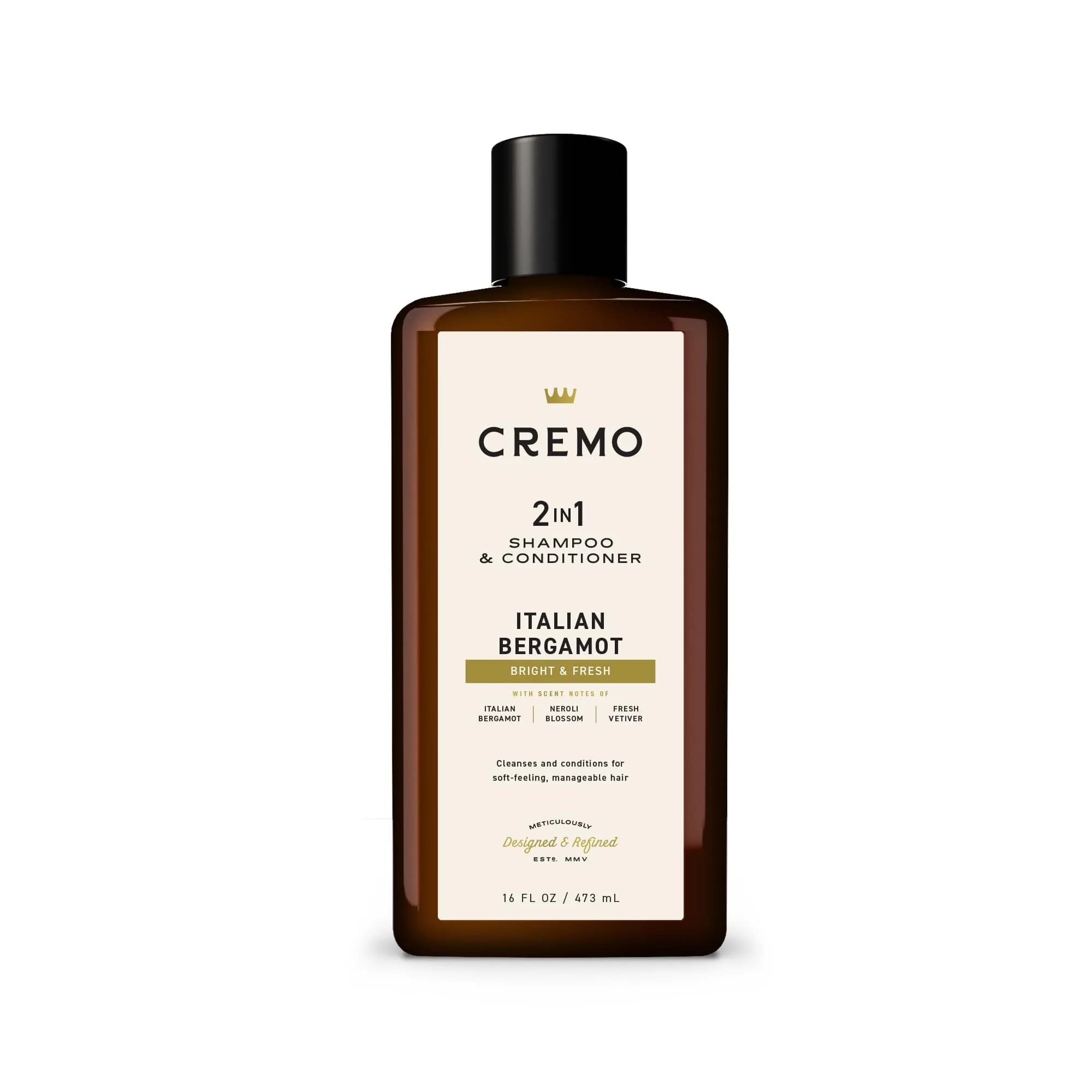 Cremo Italian Bergamot 2-in-1 Shampoo & Conditioner for Men, 473ml (16 Fl Oz) Pack of 12 | Invigorating Scent for All Hair Types — Italian Bergamot