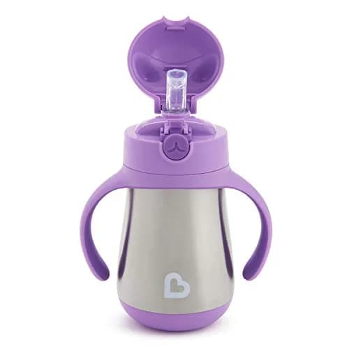 Munchkin Cool Cat Sippy Cup with Straw for Toddlers, Stainless Steel Straw Cup, Purple, 237ml (8 oz) Pack of 12 | Insulated & Spill-Proof thumbnail 5