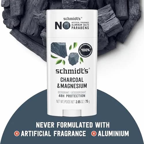 Schmidt's Natural Vegan Deodorant Charcoal & Magnesium Stick 2.6 oz (74g) | 24-Hour Odor Protection thumbnail 4