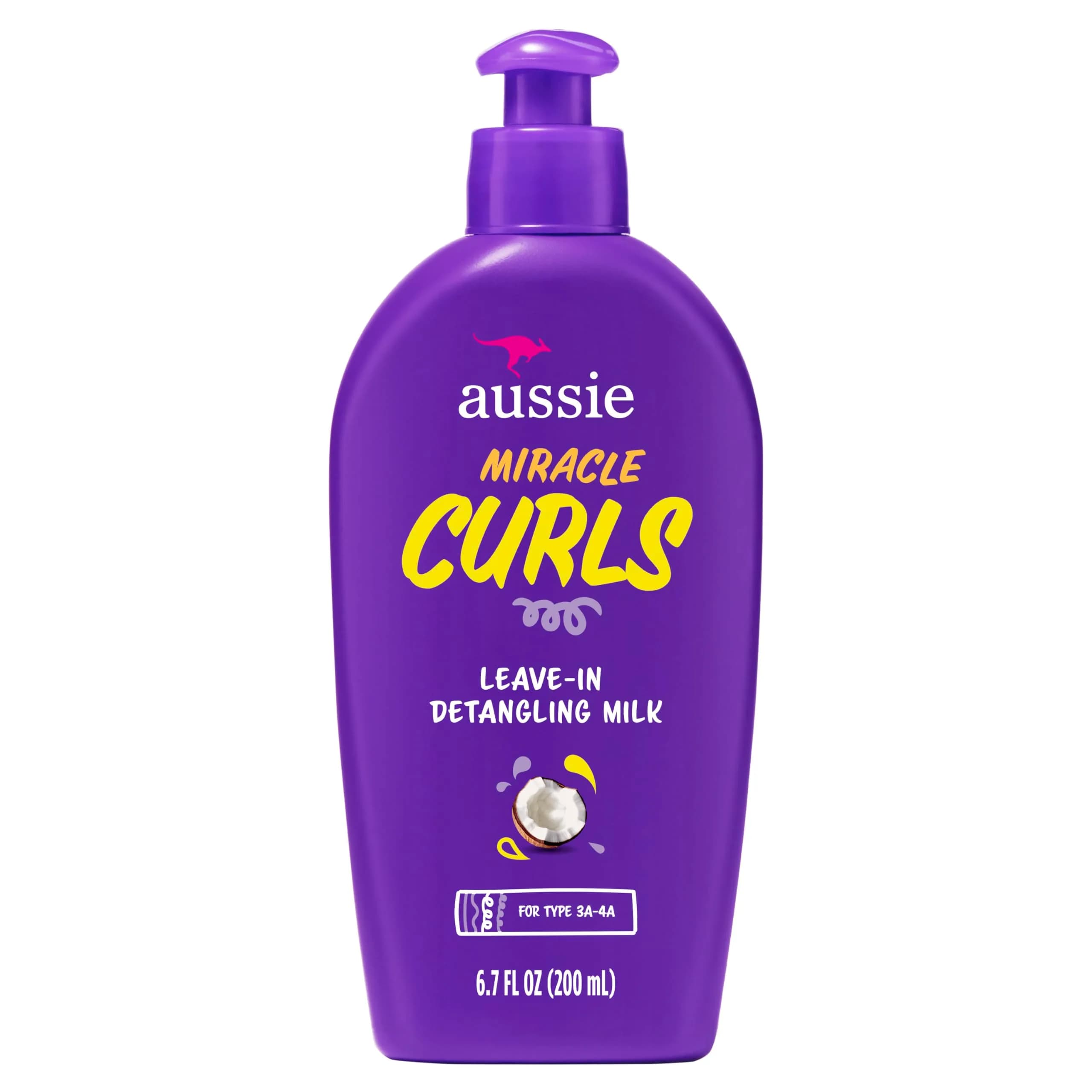 Aussie Miracle Curls Detangling Milk Leave-In Conditioner 163ml (5.5 Fl Oz) | Coconut & Jojoba Oil for Curly Hair