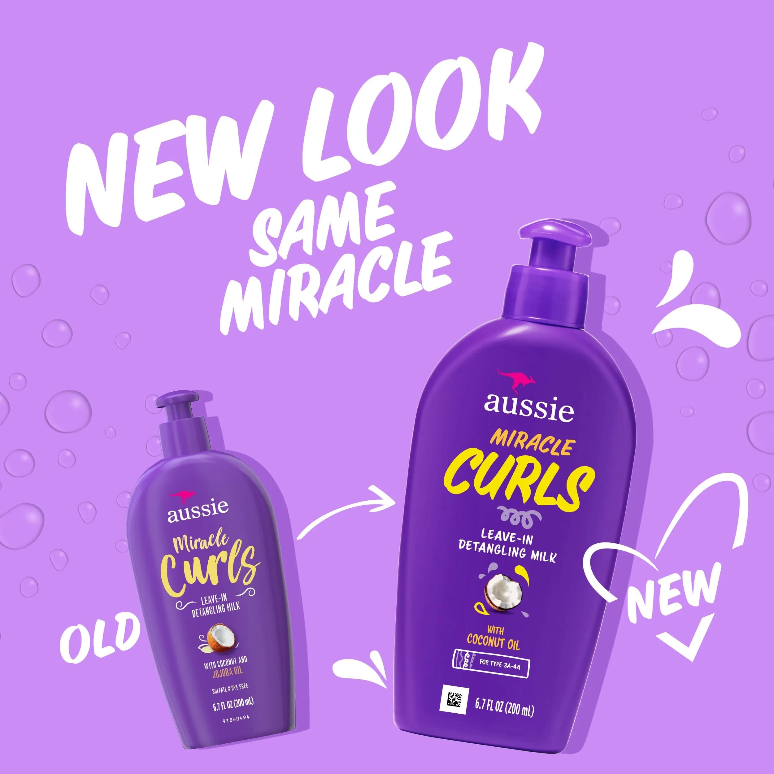 Aussie Miracle Curls Detangling Milk Leave-In Conditioner 163ml (5.5 Fl Oz) | Coconut & Jojoba Oil for Curly Hair - view 2