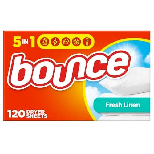 Bounce Fabric Softener Dryer Sheets Fresh Linen Scent 720 Count (120 Count x 6 Packs) | Controls Static Cling & Reduces Wrinkles thumbnail 1