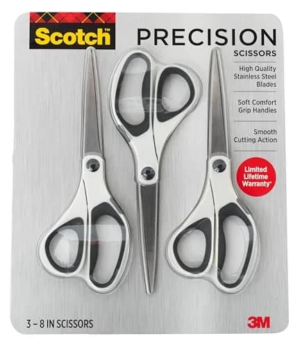 Scotch 8" Precision Scissors, 20.32 cm (8 Inch) Blade, Titanium-Fused Stainless Steel, Ambidextrous Soft Grip, Pack of 36 | Ultra Edge Craft & Fabric Shears thumbnail 1