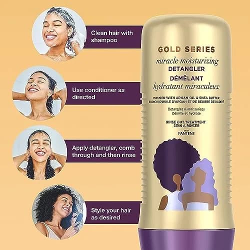 Pantene Gold Series Detangler Treatment for Curly and Coily Hair with Argan Oil and Shea Butter, 76.8 ml (2.6 Fl Oz) Pack of 6 | Developed by Black Scientists thumbnail 4