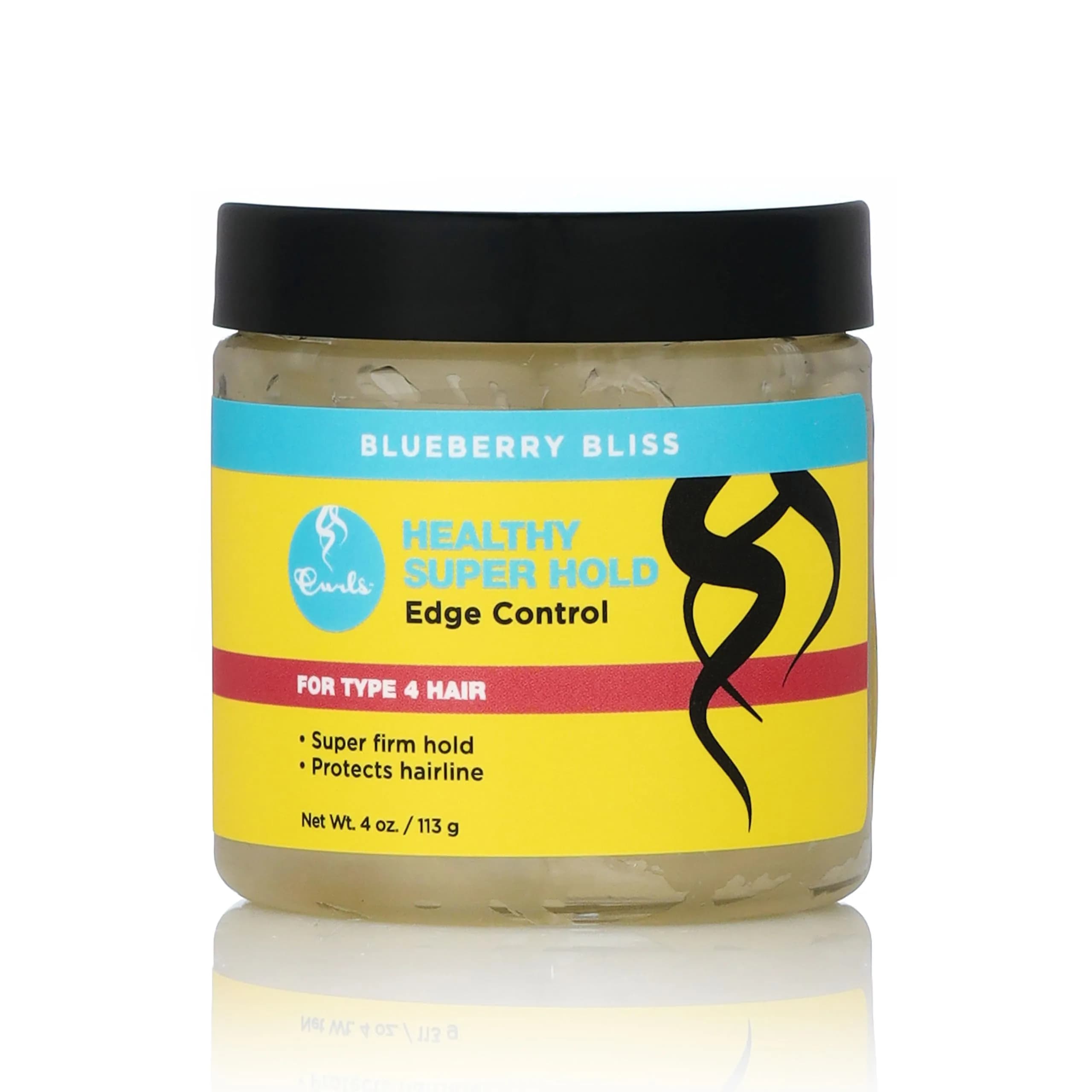 Curls Blueberry Bliss Super Hold Edge Control - 4 oz, Flake-Free Shine, Enriched w/Castor Oil, For Type 4 Hair, Pack of 6