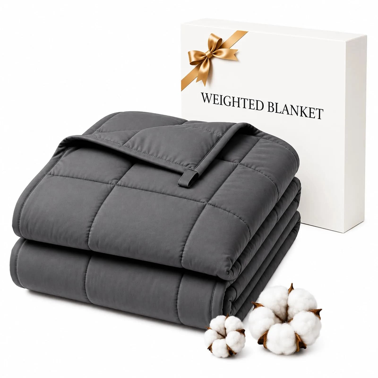 Smart Queen Weighted Blanket for Adults 60"x80" | 15 lbs, Grey, All Season, Breathable, Machine Washable — 48x72-15lb
