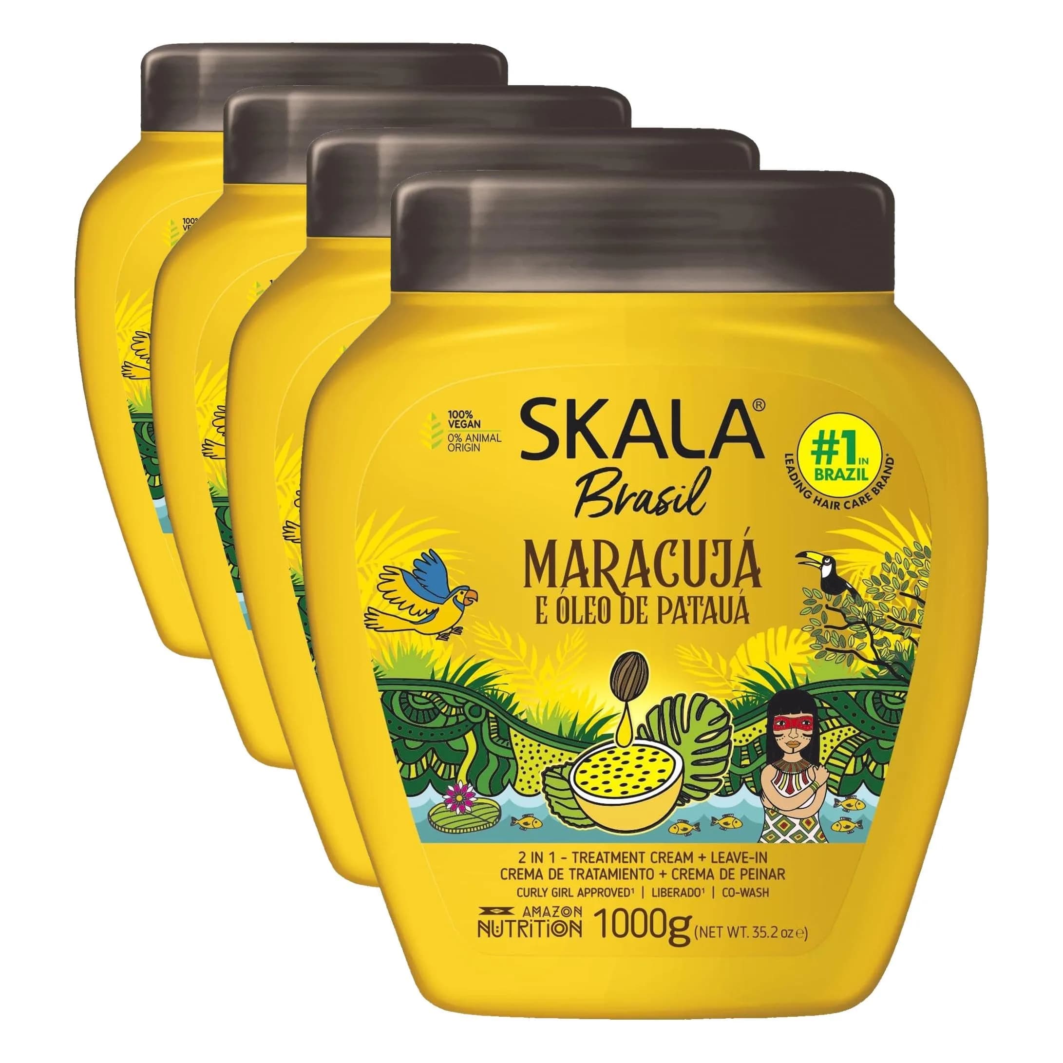 SKALA Maracujá & Óleo de Patauá 2-in-1 Treatment Cream & Leave-In Conditioner 1000 g (35.2 oz) | Vegan Hair Mask for Strength & Nutrition — Amarillo