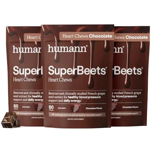 HumanN SuperBeets Heart Chews Chocolate Flavor 180 Count | Nitric Oxide & Blood Pressure Support thumbnail 1