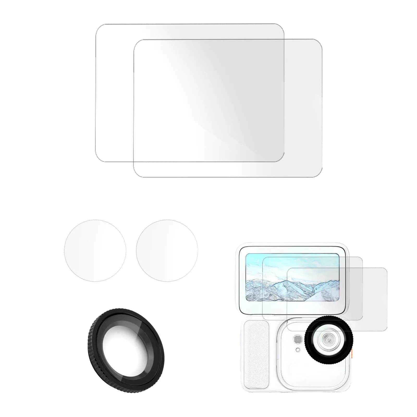 Gosknor Glass Lens Guards for Insta360 GO 3S | 2.2cm (0.87 inch) Protective Cover — clear, black