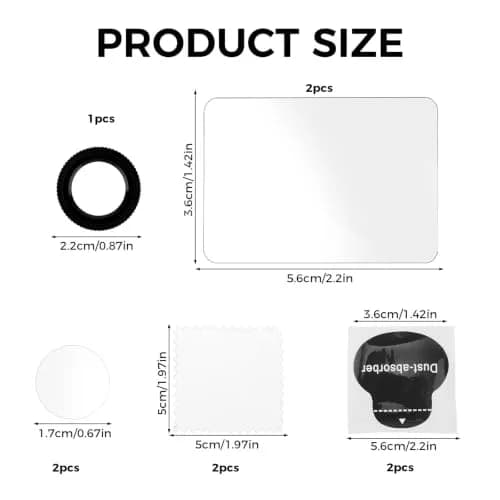 Gosknor Lens Guard Cap with 2 Lens & 2 Screen Protectors for Insta360 GO 3S | 9H Hardness Glass Kit thumbnail 2
